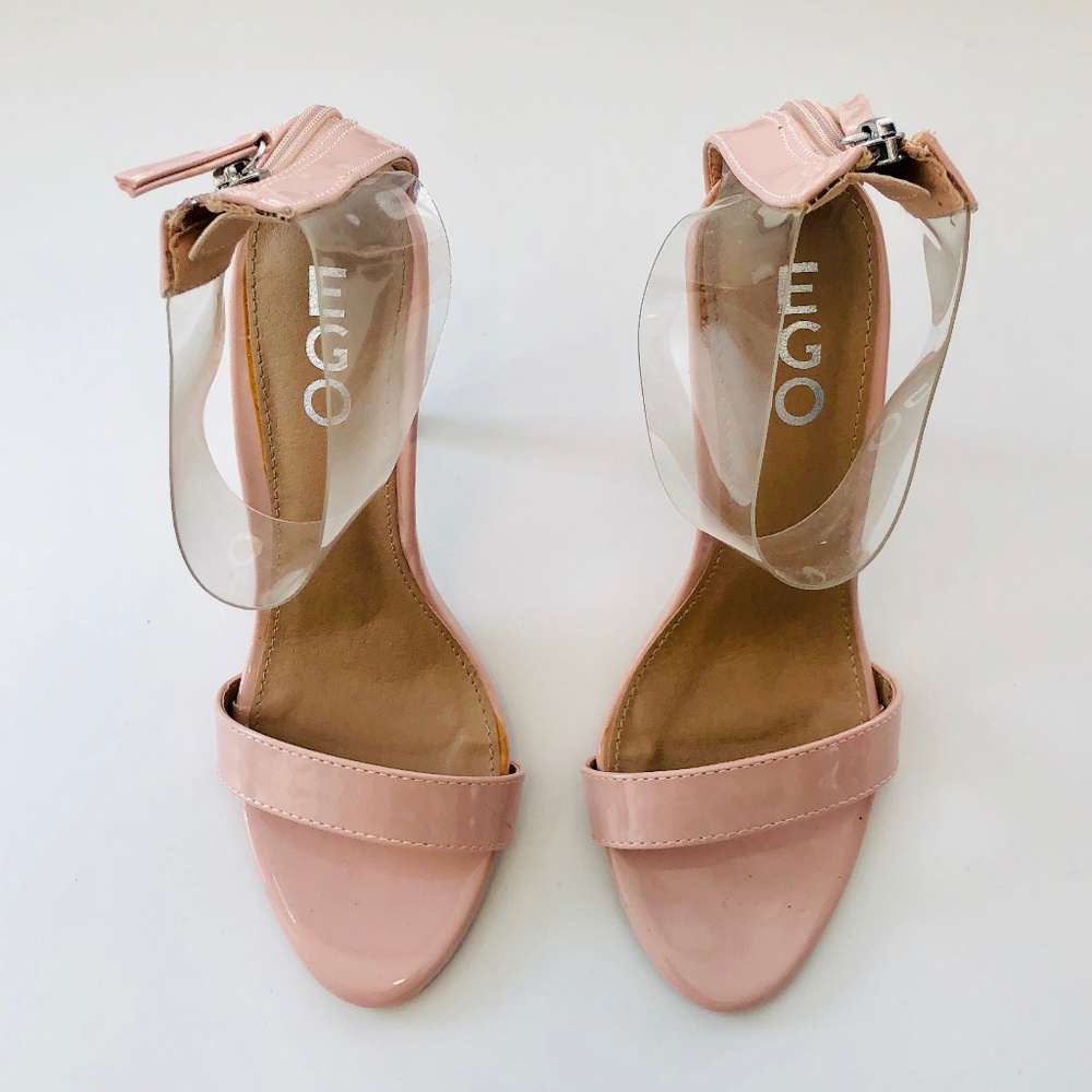 Ego light pink heels with plastic ankle strap